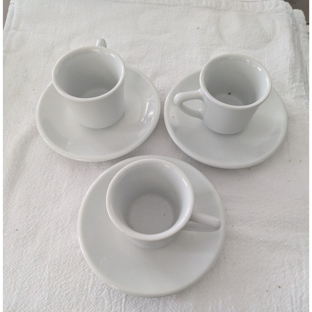 REGO White Restaurant Ware Coffee Cup & Saucer Set of 3 (6 Pcs Total)